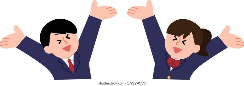 Illustration of two happy students