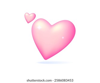 illustration of two hearts. symbol of love. romantic, dating, feelings, affection. valentine's day. symbol or icon. minimalist 3d style design. element