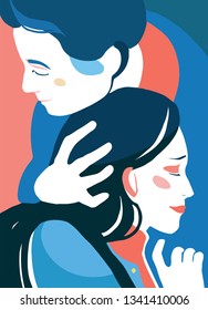 illustration of two hugging people