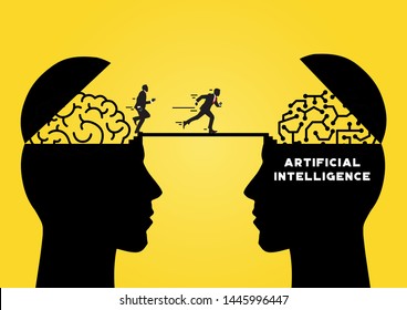 Illustration of two human heads with visible brain 