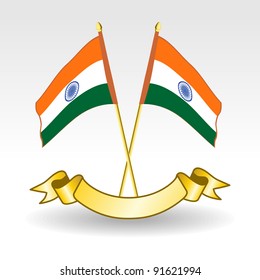 ilustración de dos banderas indias cruzándose en un fondo blanco aislado para el Día de la República.