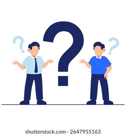 Illustration of two individuals expressing confusion and curiosity, highlighting the concept of uncertainty and inquiry