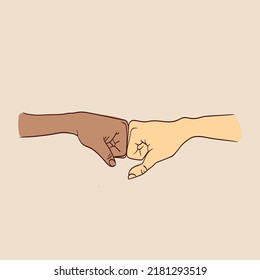 Illustration Of Two Interracial Holding Hands.