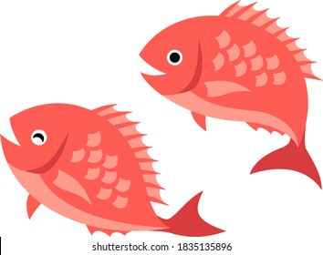 Illustration of two jumping red sea breams