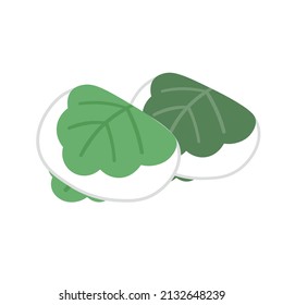 Illustration of two kashiwa mochi
This is a traditional Japanese sweets, Kashiwa-mochi, eaten on Children’s Day.