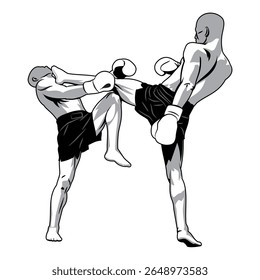 illustration of two kickboxing fighters