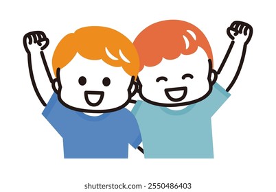 illustration of two kids with arm around a shoulder