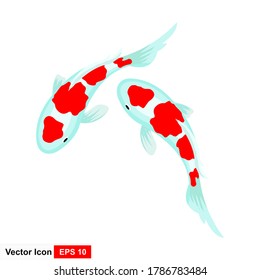 Illustration of two kois swimming. Vector illustration