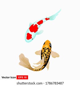 Illustration of two kois swimming. Vector illustration