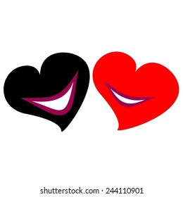Illustration of two laughing hearts 