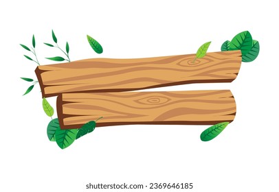  illustration two leafy wooden planks