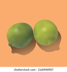 illustration of two lemons on orange background