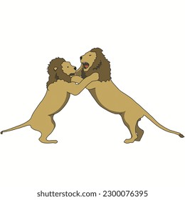illustration of two lions fighting