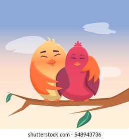 Illustration with two lovely birds