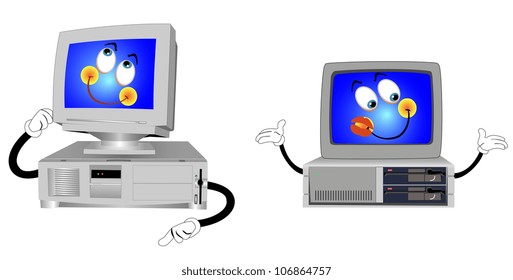 Illustration of two lovers computers on a white background