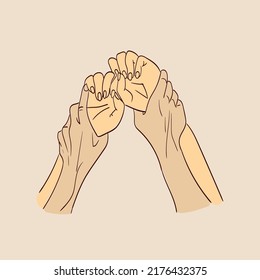 Illustration of two lovers holding hands.