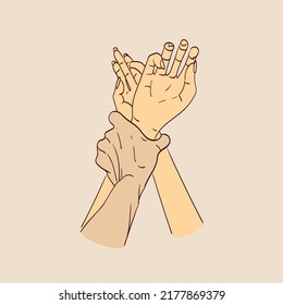 Ilustración de dos amantes tomados de la mano.
