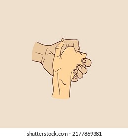 Illustration of two lovers holding hands.