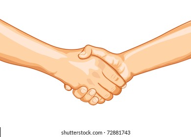 illustration of two male handshaking with each other on white background