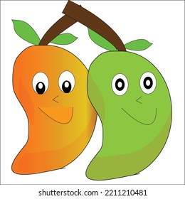 illustration two mangoes with a sweet smile