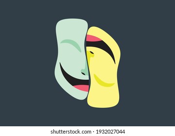 An illustration of two mask with face expressions