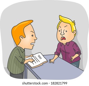 Illustration of Two Men Arguing Over a Document at Work