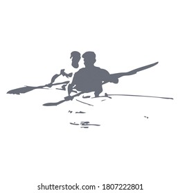 Illustration of two men in a boat	