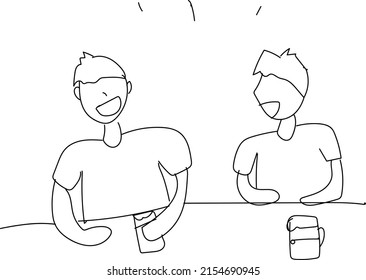 Illustration of two men doing a drinking party offline