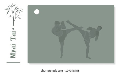 The illustration, two men are engaged in Myai Tai