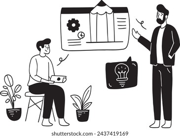 Illustration of two men exchanging ideas