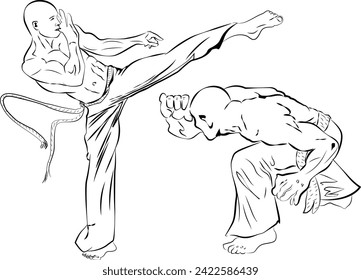 ilustración de dos hombres luchando contra la capoeira