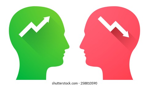 Illustration of two men heads with graphs
