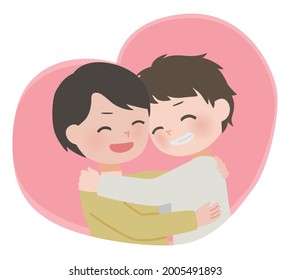 Illustration of two men hugging each other