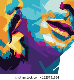 Illustration of two men kissing