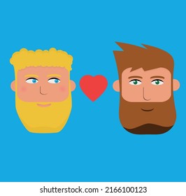 Illustration of two men of the lgtb collective in love