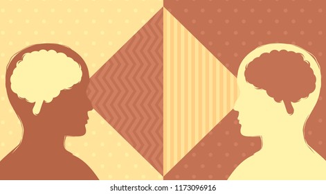 Illustration of Two Men on their Side Showing Two Perspective or Perception