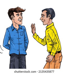 Illustration of two men talking