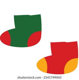 illustration of two models of red and green socks