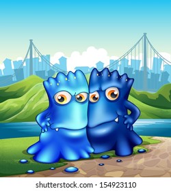 Illustration of the two monsters in the city