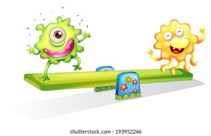 Illustration of the two monsters playing on a white background