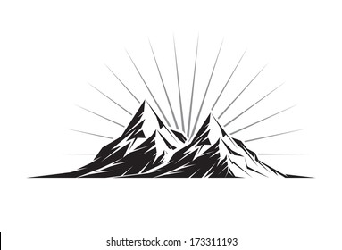 Illustration of two mountain peaks as a silhouette