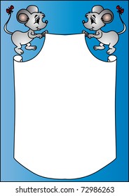 illustration two mouses with sheet of paper in hand
