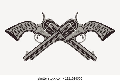 Pair Crossed Pistol Guns Vintage Etched Stock Vector (Royalty Free ...