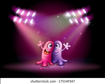 Illustration of the two one-eyed monsters at the centerstage