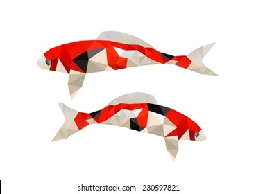 Illustration of two origami koi fish