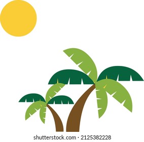 ilustración de dos palmeras y sol con espacio para tu texto. Eps 10