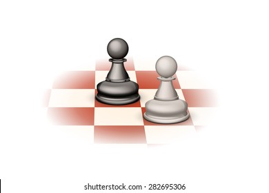illustration of two pawns standing oposite each other