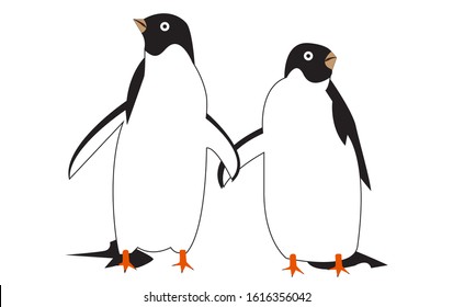 illustration of two penguins side by side against a white background