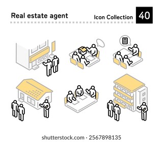 Illustration of two people consulting a real estate agent