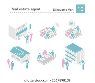 Illustration of two people consulting a real estate agent